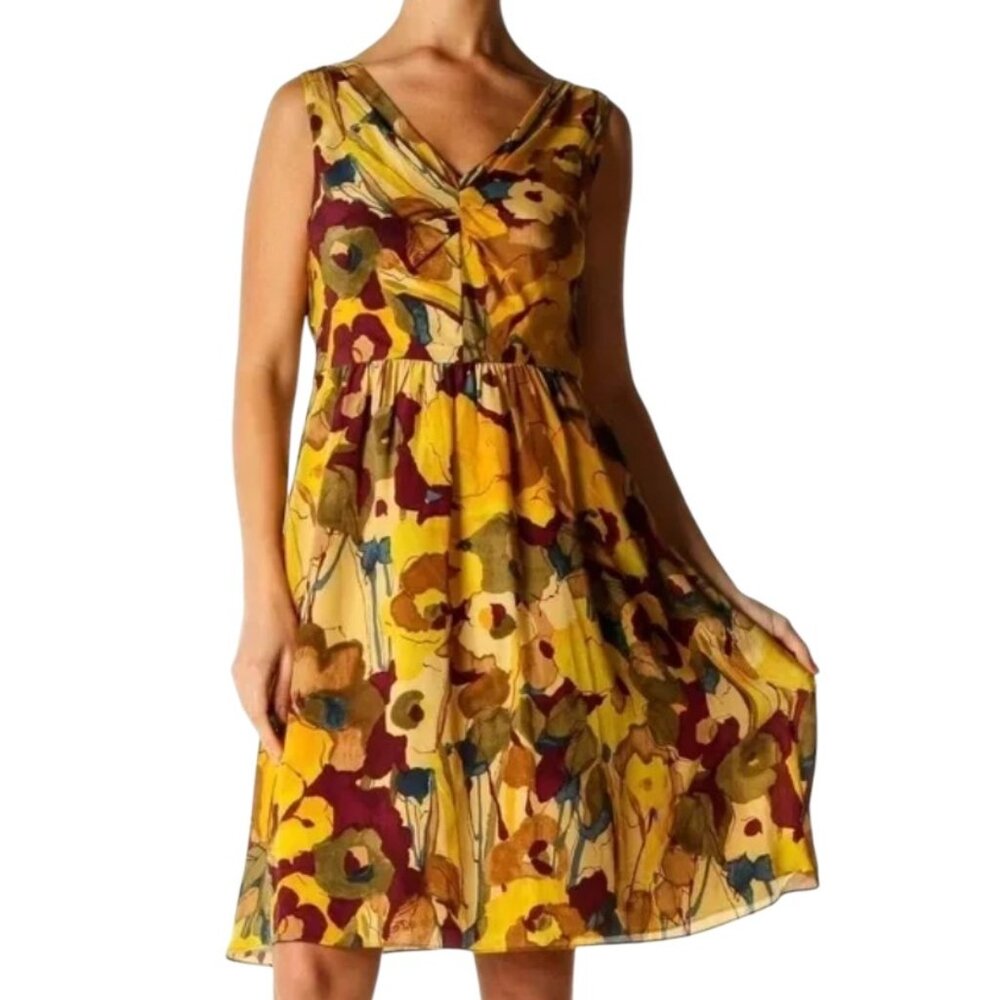 Banana Republic Floral Silk Watercolor Floral Dress -size 6Tall